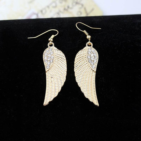 Female Fashion Diamond Angel Wings Earrings - Velora