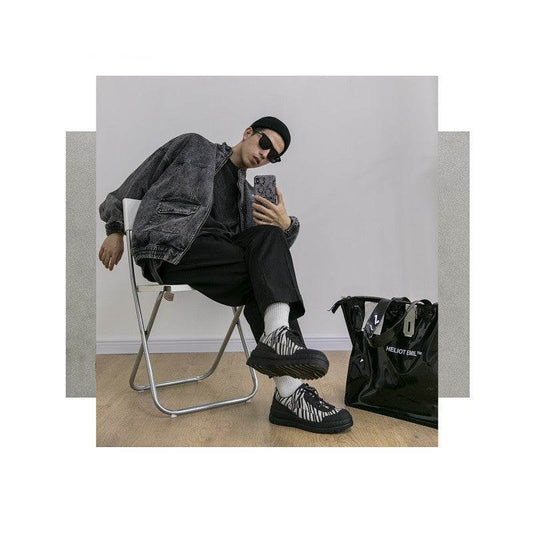 Zebra Print Men's Trendy Shoes Casual Sports Old Shoes - Velora