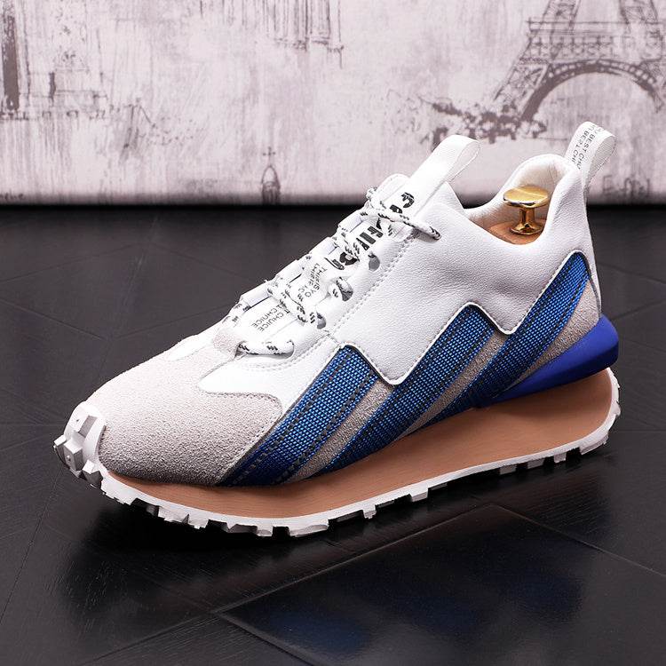Little White Shoes Men'sNew Men's Fashion High-Top Shoes Color Matching Youth Forrest Shoes Increased Board Shoes Casual Mid-state Short Boots - Velora