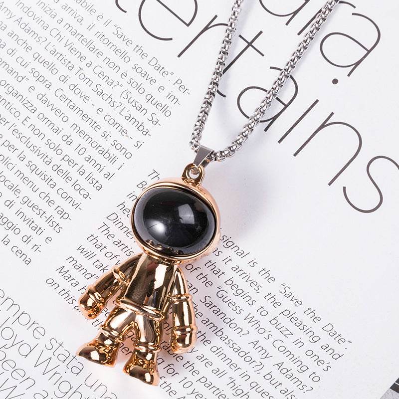 Korean Hip Hop Fashion Cross Spaceman Necklace Keychain - Velora