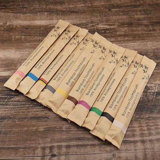 Flat Bamboo Toothbrush Kraft Paper Bag Toothbrush - Velora
