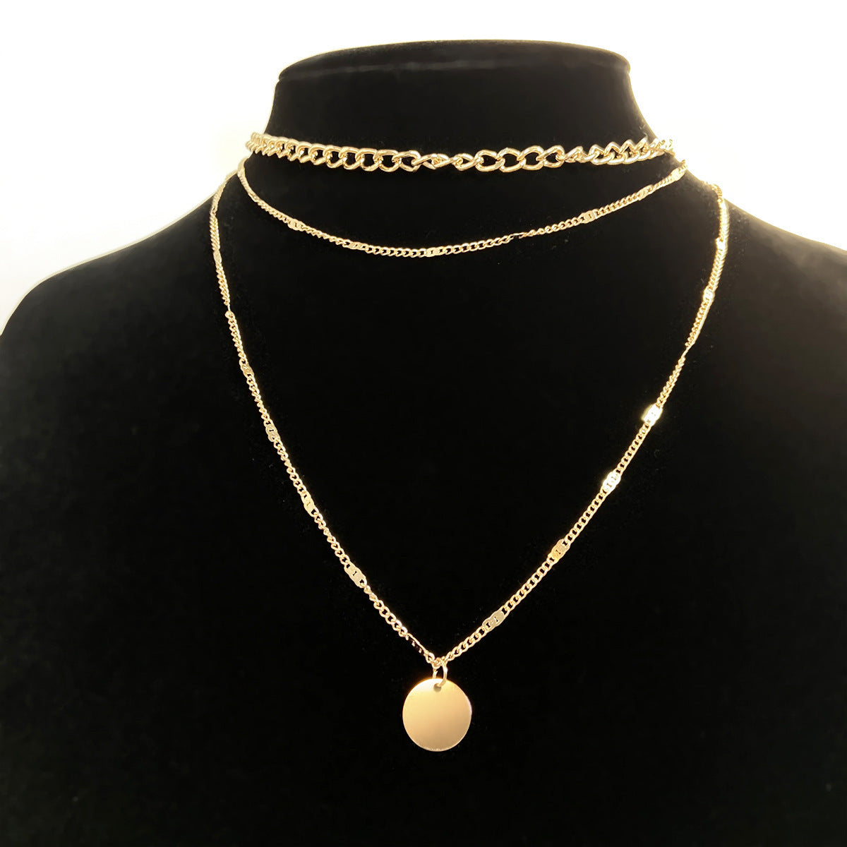 Women's Multilayer Necklace Ins Fashion Disc Pendant Clavicle Necklace Chains Personality Jewelry Velora