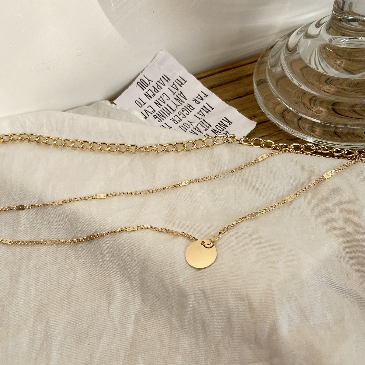 Women's Multilayer Necklace Ins Fashion Disc Pendant Clavicle Necklace Chains Personality Jewelry Velora