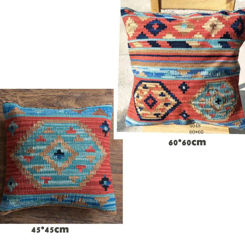 American Country Style Imported From India Ethnic Style Kilim Hand Woven Hard Wool Pillow Cover Cushion - Velora