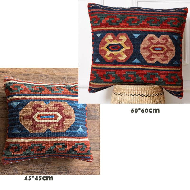 American Country Style Imported From India Ethnic Style Kilim Hand Woven Hard Wool Pillow Cover Cushion - Velora