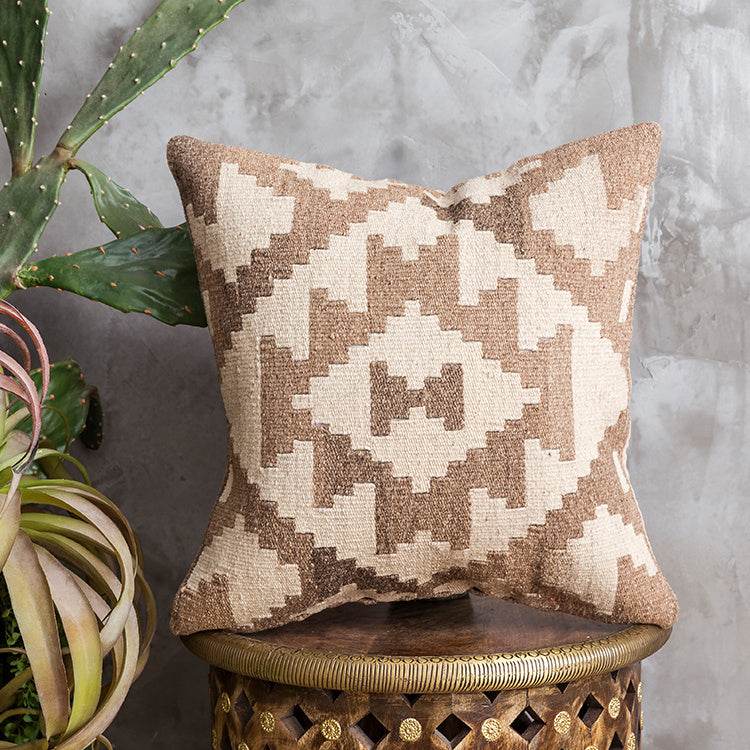 American Country Style Imported From India Ethnic Style Kilim Hand Woven Hard Wool Pillow Cover Cushion - Velora