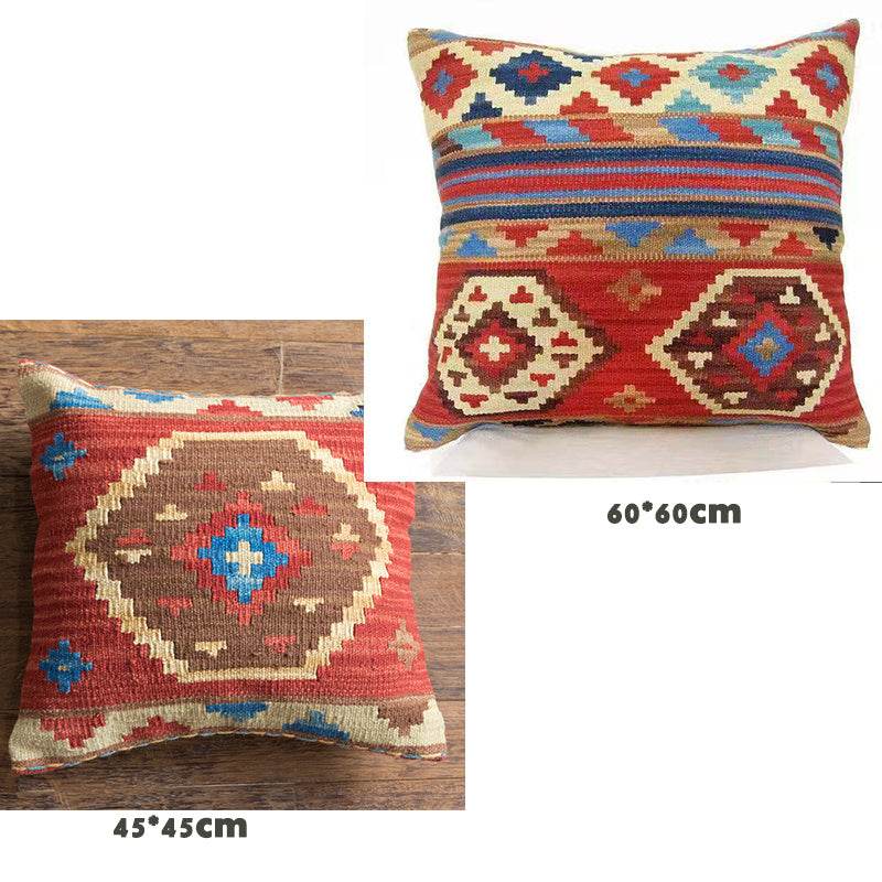American Country Style Imported From India Ethnic Style Kilim Hand Woven Hard Wool Pillow Cover Cushion - Velora