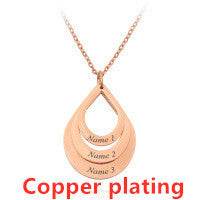 Customized 3 Water Droplet Engraving Name Stainless Steel Jewelry Pendant Necklaces For Women Personalized Gift - Velora