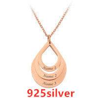 Customized 3 Water Droplet Engraving Name Stainless Steel Jewelry Pendant Necklaces For Women Personalized Gift - Velora
