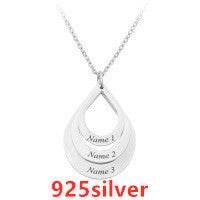 Customized 3 Water Droplet Engraving Name Stainless Steel Jewelry Pendant Necklaces For Women Personalized Gift - Velora