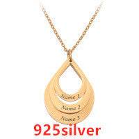 Customized 3 Water Droplet Engraving Name Stainless Steel Jewelry Pendant Necklaces For Women Personalized Gift - Velora