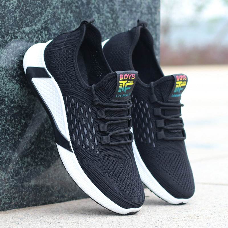New Sports Shoes Men's Breathable Casual Mesh Shoes Comfort Increase Lace-up Non-slip Low-top Running Shoes - Velora