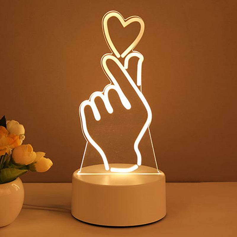 3D Lamp Acrylic USB LED Night Lights Neon Sign Lamp Xmas Home Decorations For Room Decor Valentines Day Gifts - Velora