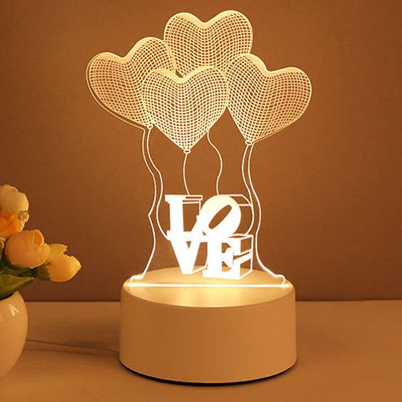 3D Lamp Acrylic USB LED Night Lights Neon Sign Lamp Xmas Home Decorations For Room Decor Valentines Day Gifts - Velora
