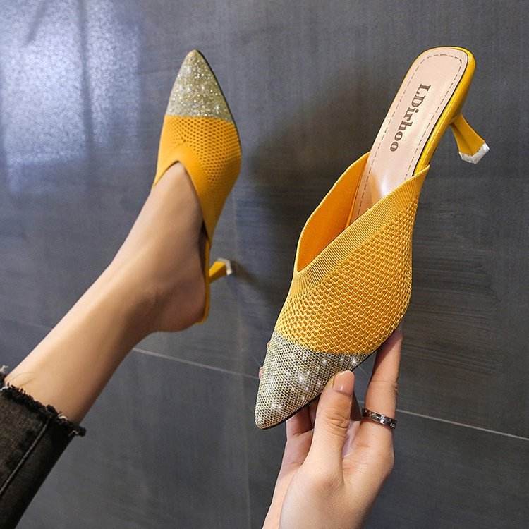Fashion Simple Pointed Toe Flying Woven Stiletto High Heel Sandals - Velora