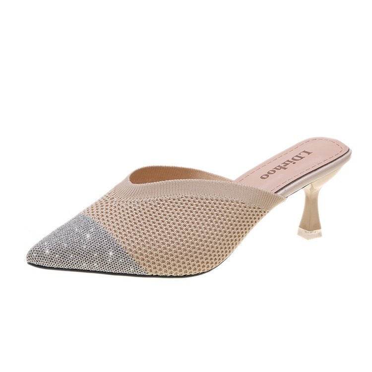 Fashion Simple Pointed Toe Flying Woven Stiletto High Heel Sandals - Velora