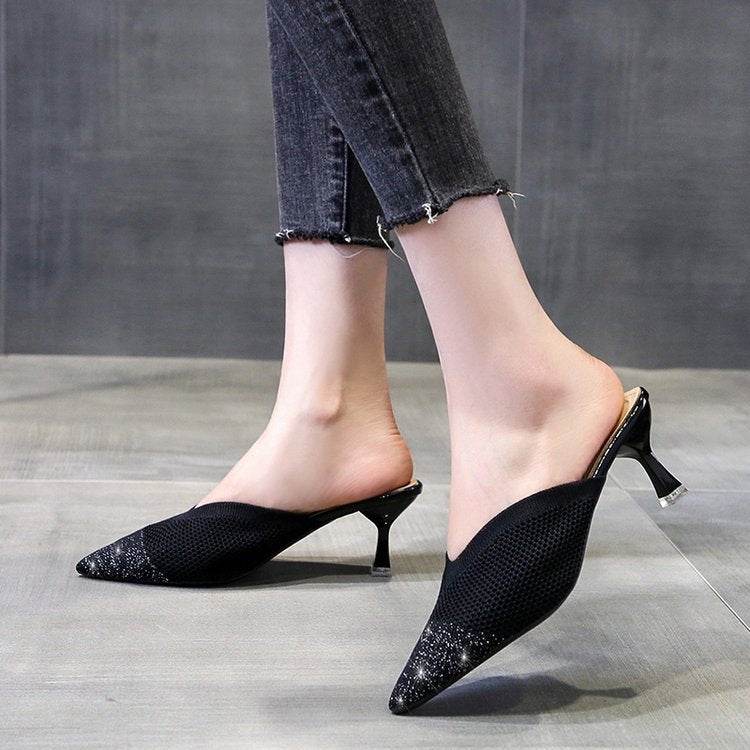Fashion Simple Pointed Toe Flying Woven Stiletto High Heel Sandals - Velora