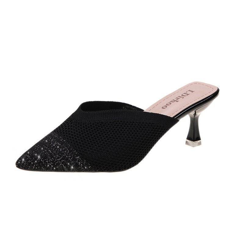 Fashion Simple Pointed Toe Flying Woven Stiletto High Heel Sandals - Velora