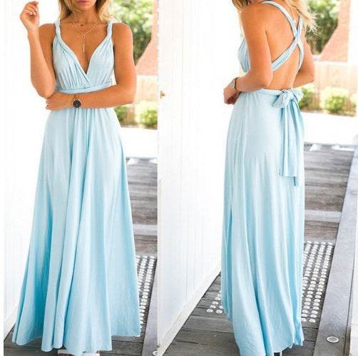 Women's Sexy Long Party Dress Club Floor-Length Summer Backless Bandage Maxi Dress Multiway Bridesmaids Boho Women Dress Vestidos - Velora
