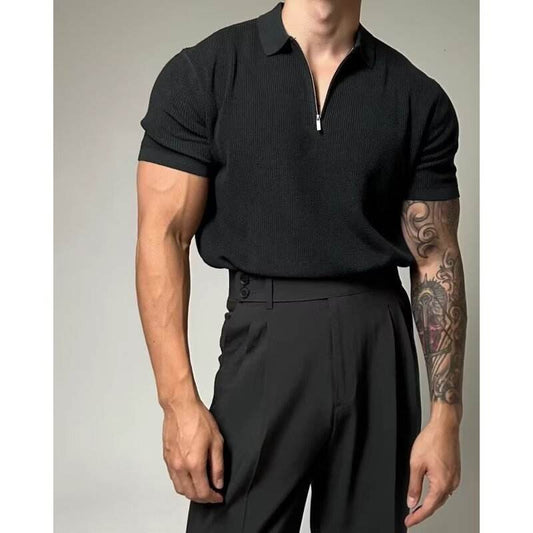 Men's Solid Color Casual Half Sleeve Bottoming Shirt - Velora