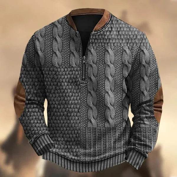 Printed Men's 3D Half Placket Zipper Sweatshirt Pullover - Velora