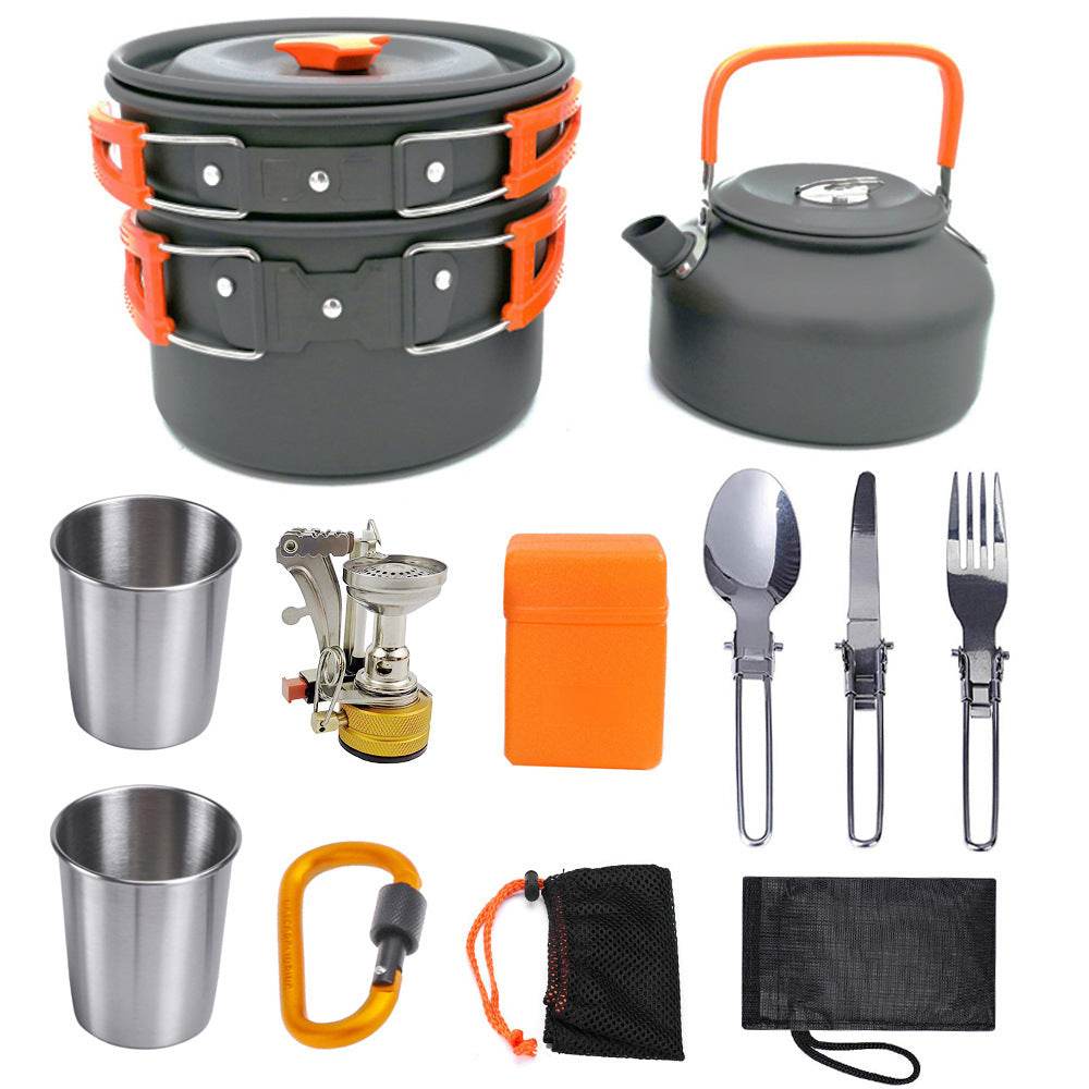 Camping Cookware Kit Outdoor Cooking Set Aluminum Equipment Outdoor Pot Travel Tableware Kitchen Hiking Picnic BBQ - Velora
