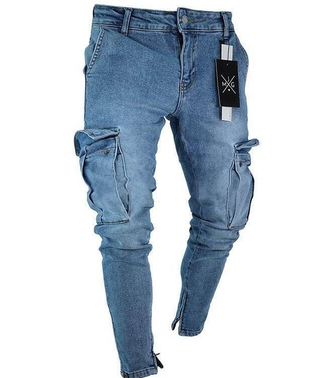 Cargo Hole Denim Jeans Men pant slim fitted - Velora