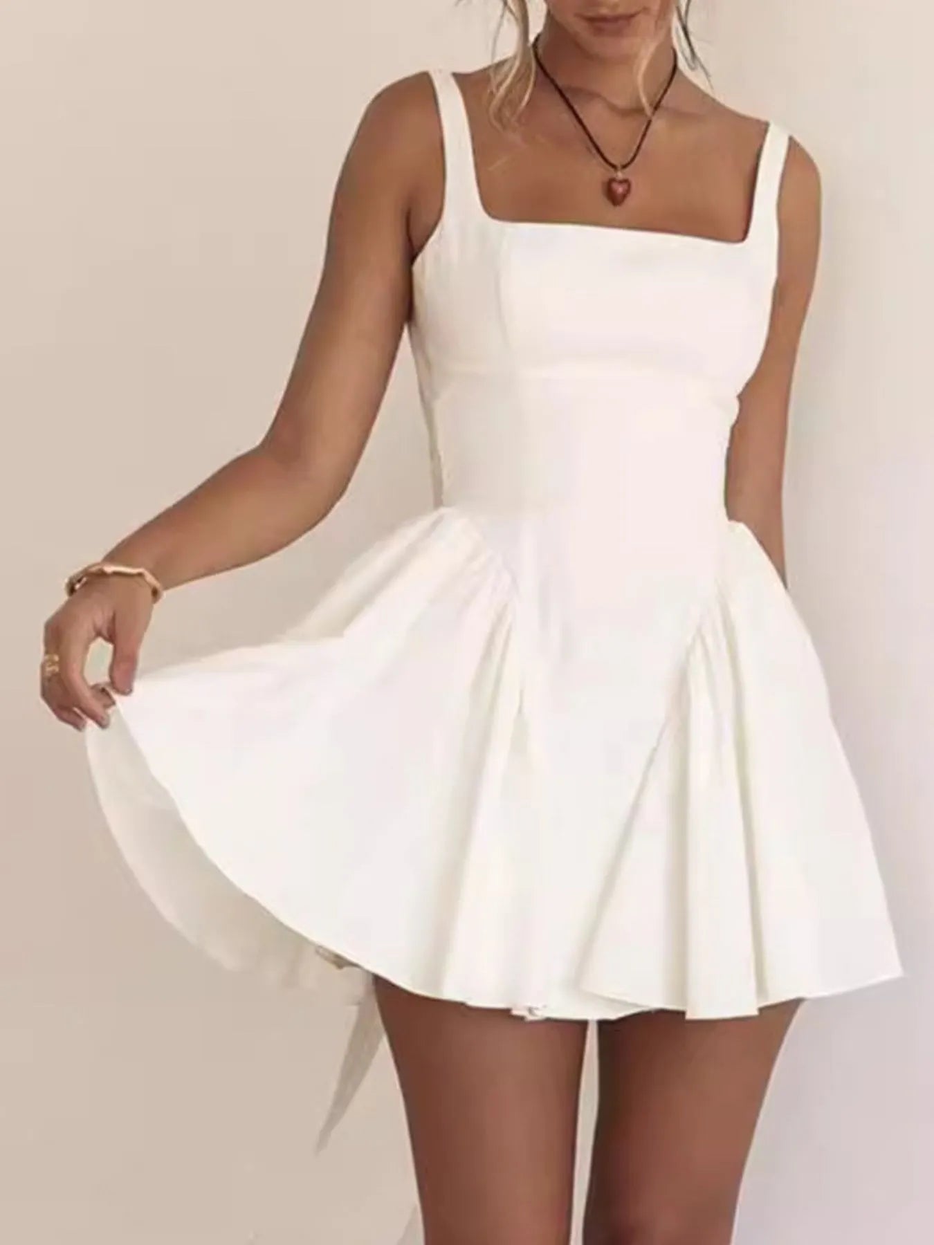 Backless Square Neck Mini Dress - Velora