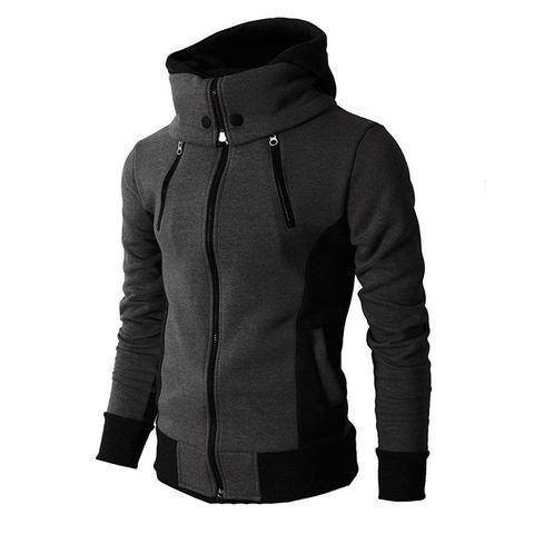 Men's Zip UP Hooded Jacket Fake Two Piece Sports Cardigan Casual Slim Sweatshirt Jacket - Velora