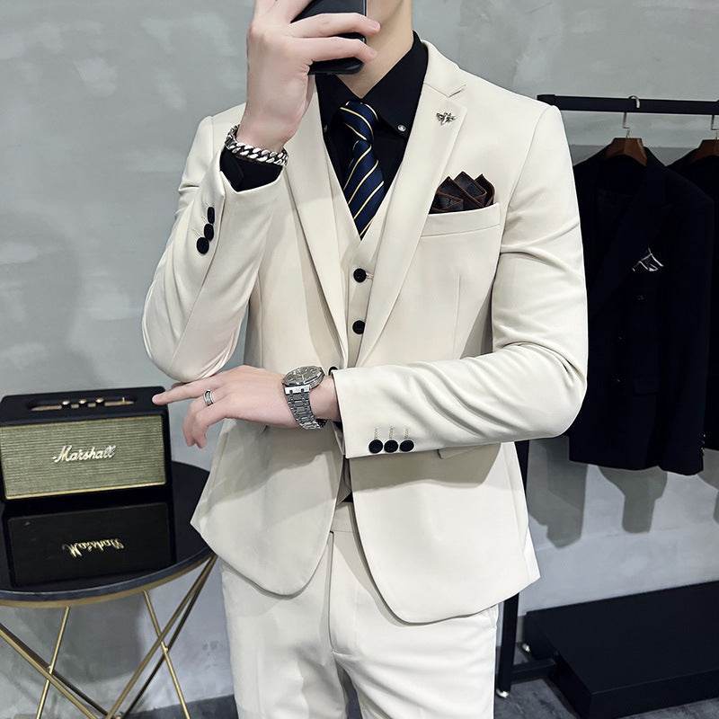 Men's Three-piece Suit Korean Style One Button - Velora