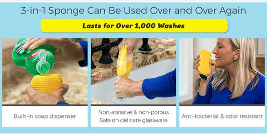 3-in-1 Sponge Hero Kitchen Scrub, Scrapes and Squeegees - Velora