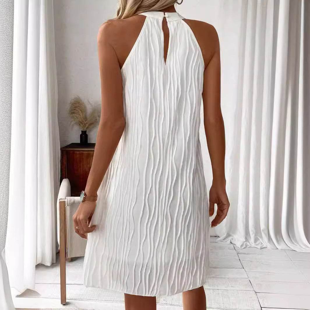 Fashion Dresses For Women Pure Color Halter Backless Dress - Velora