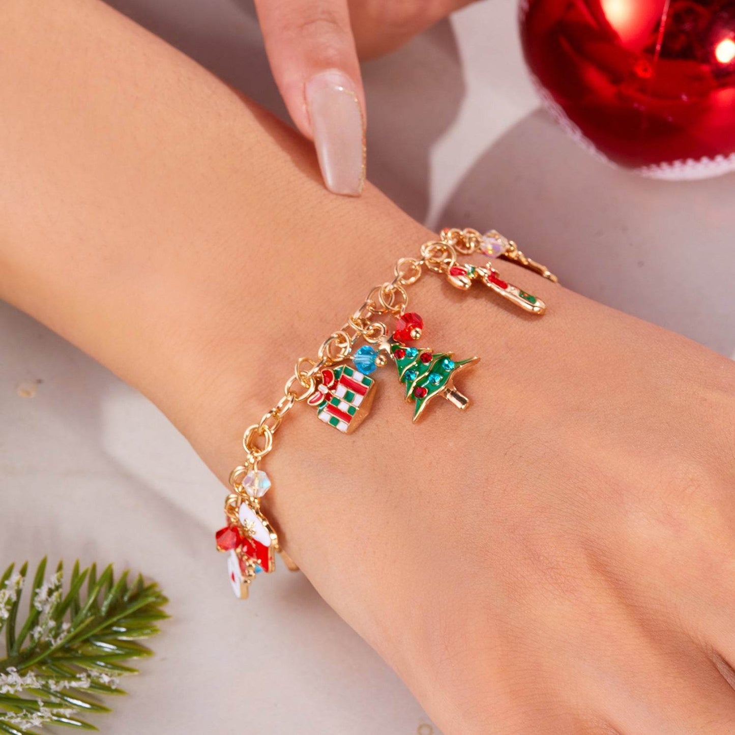 Personalized Christmas Bracelet Christmas Tree Santa Claus Pendant Bracelet For Women Jewelry - Velora