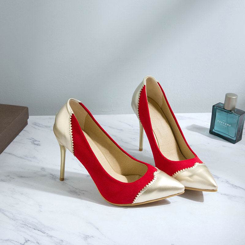 Low stiletto suede patent leather shoes - Velora