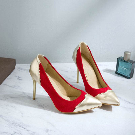 Low stiletto suede patent leather shoes - Velora