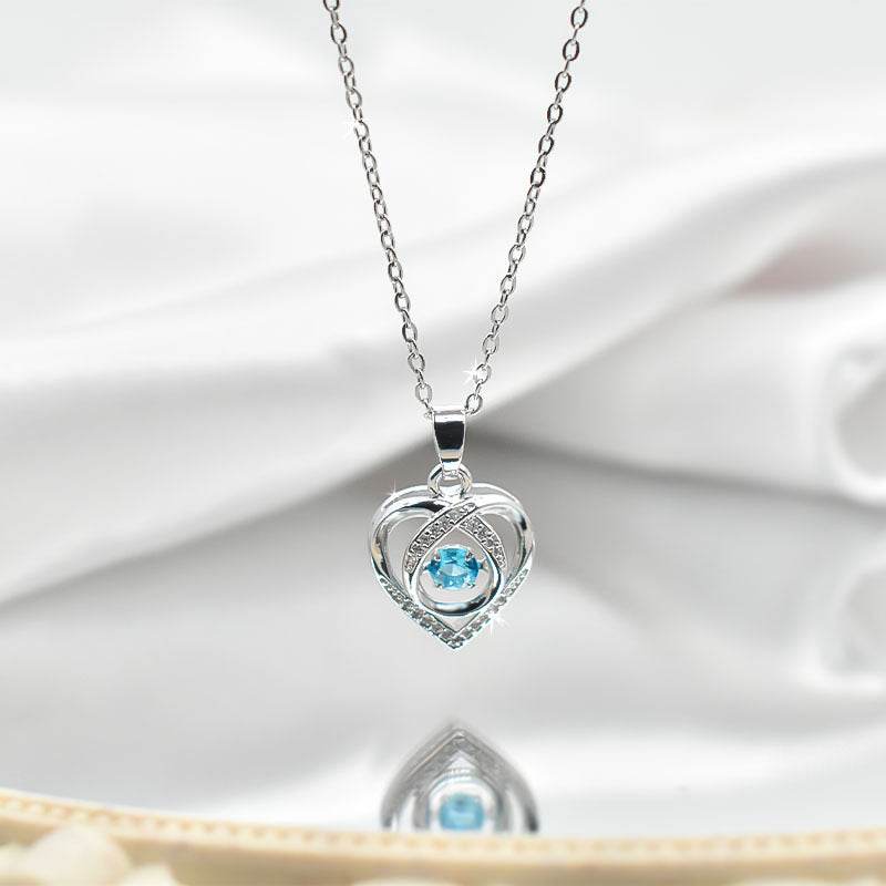 Fashion Dancing Love Necklace With Rhinestones Personality Creative Clavicle Chain Heart-shaped Necklace For Valentine's Day Gift - Velora