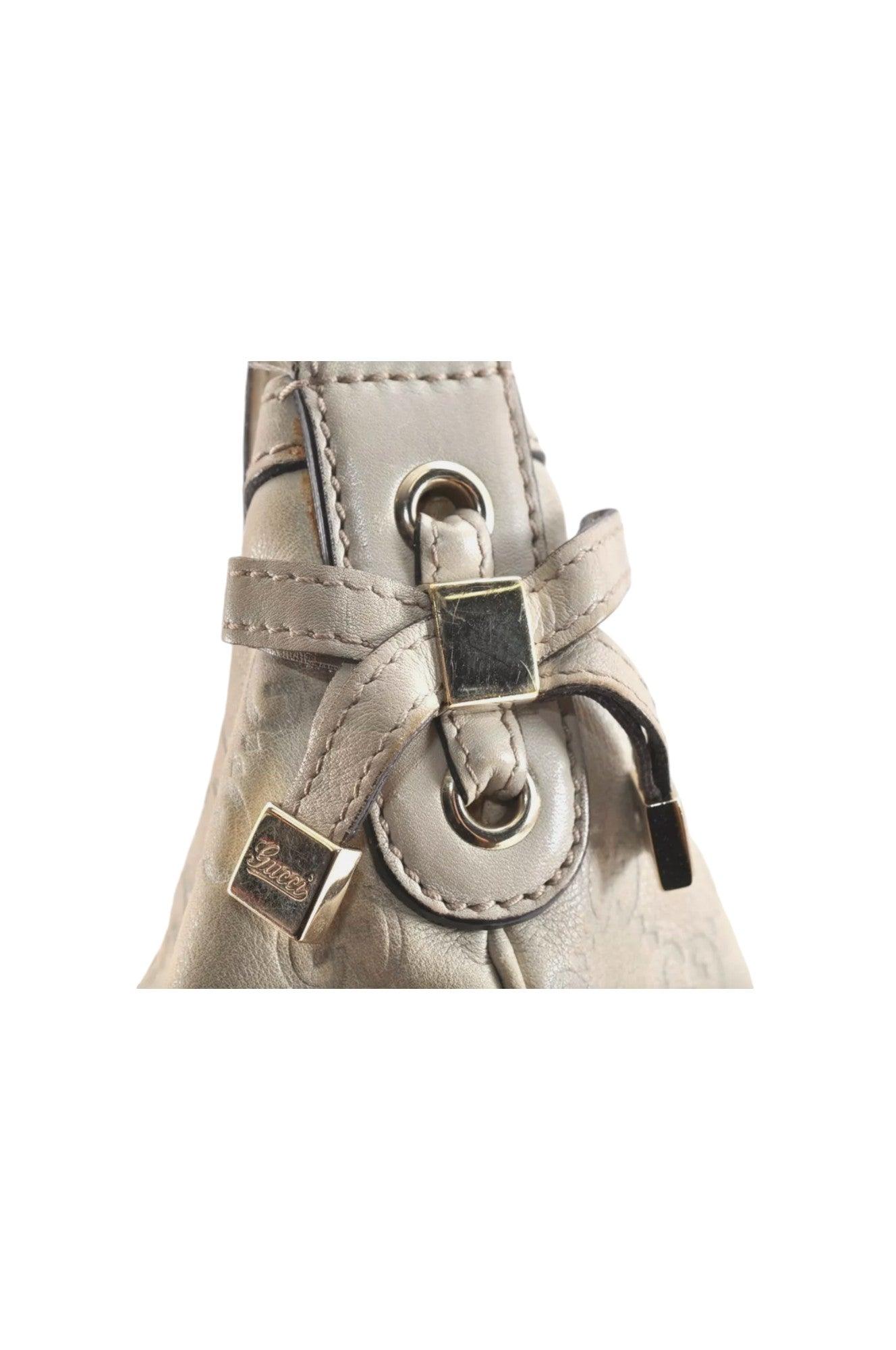 GUCCI Princy Guccissima GG Leather Shoulder Bag 162882 White 7406K - Velora