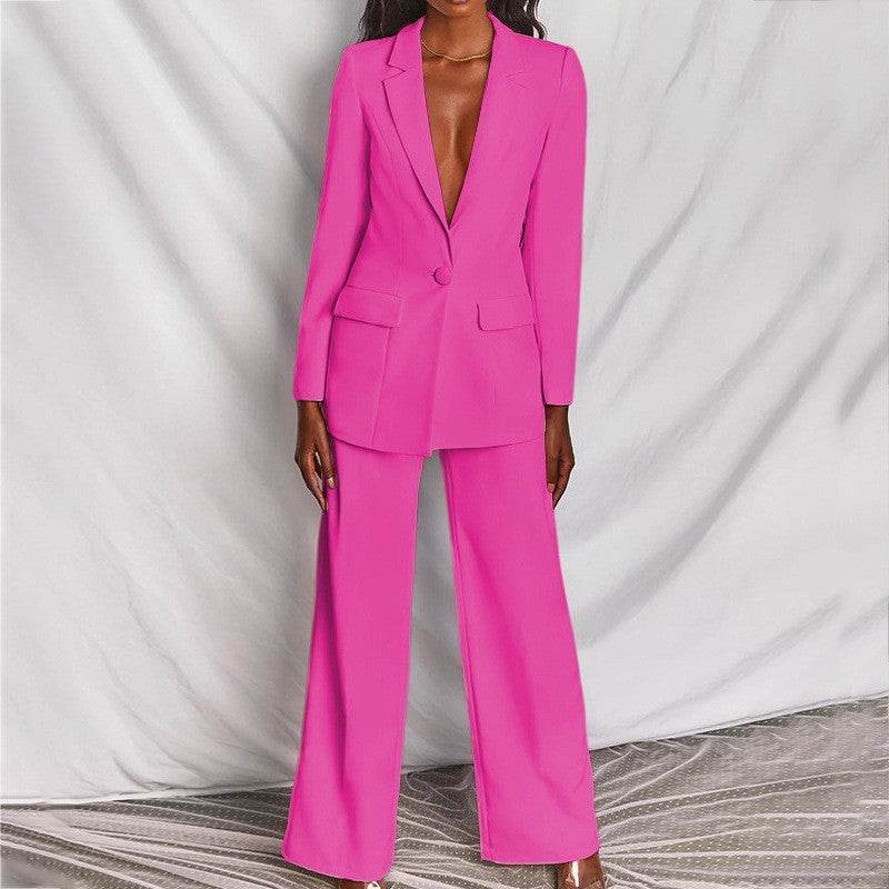 2 Piece Set Spring Elegant Solid Long Sleeve Blazer Suit And Pants For Women Autumn Classic OL Street Outfit - Velora