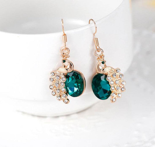 Peacock Rhinestone Two Piece Necklace - Velora