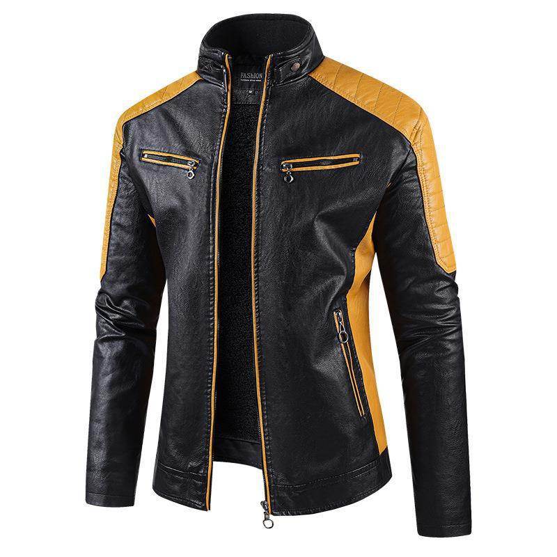 European Size Autumn And Winter Leisure Leather Men's Coat Fleece-lined - Velora