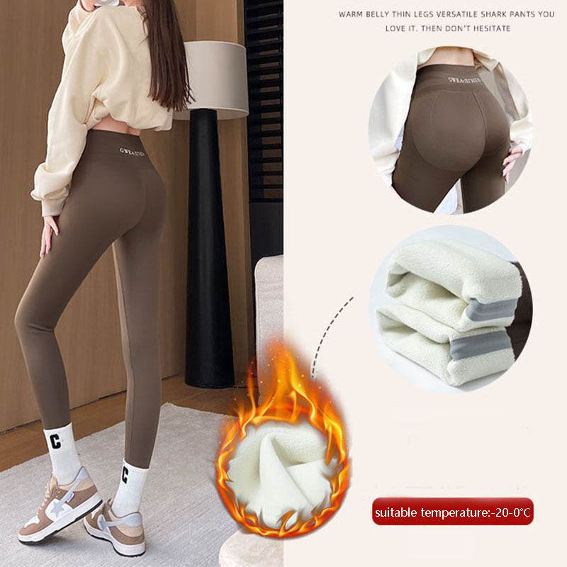 Fleece Thickened Leggings Winter -20 To 5 Shark Pants For Women High Waist Tight Skinny Tummy Control Buttocks Slimming Yoga Pants - Velora