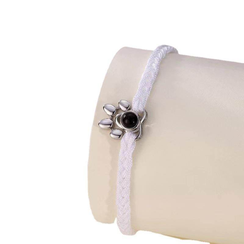 Beaded Personalized Photo Projection Bracelet Custom Photo Dog Paw Bracelet Pet Photo Necklace Cat PawPendant Commemorative Gift - Velora