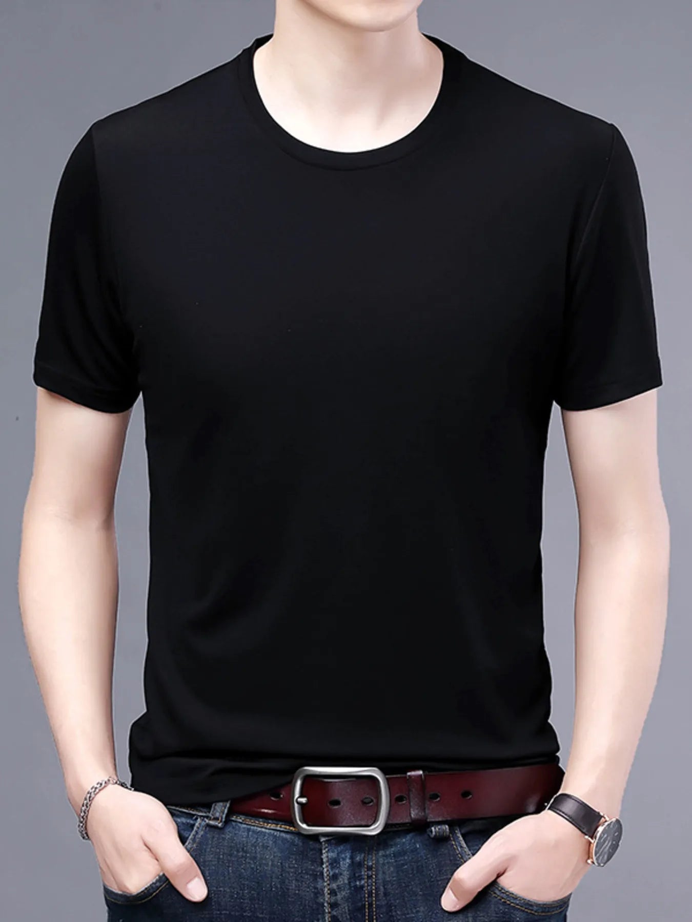 Men's Plus Size Classic Crew Neck Basic T-Shirt - Velora