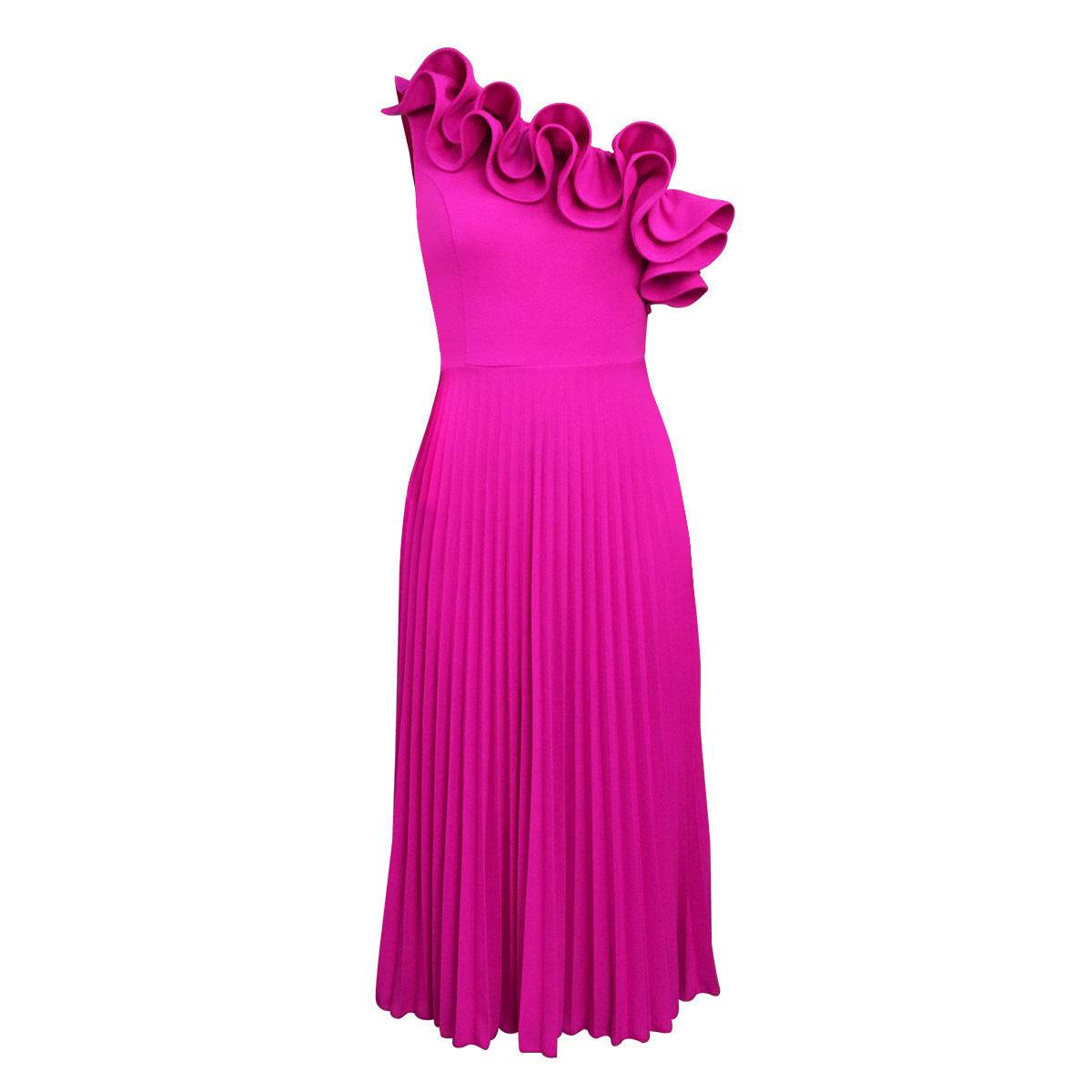 One Shoulder Diagonal Collar Casual Dress Women - Velora