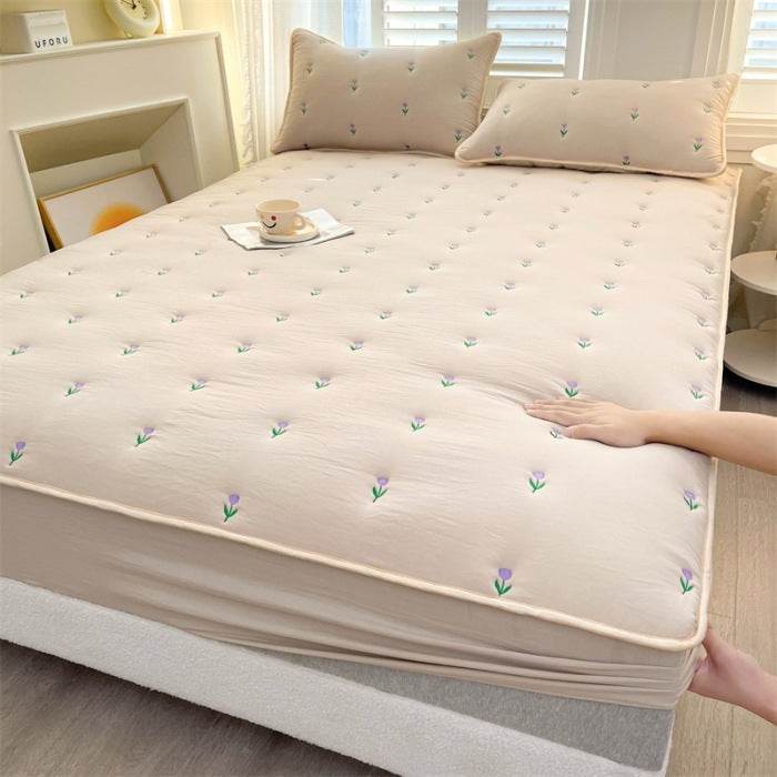New Soybean Fiber Quilted Fitted Sheet Single Piece - Velora