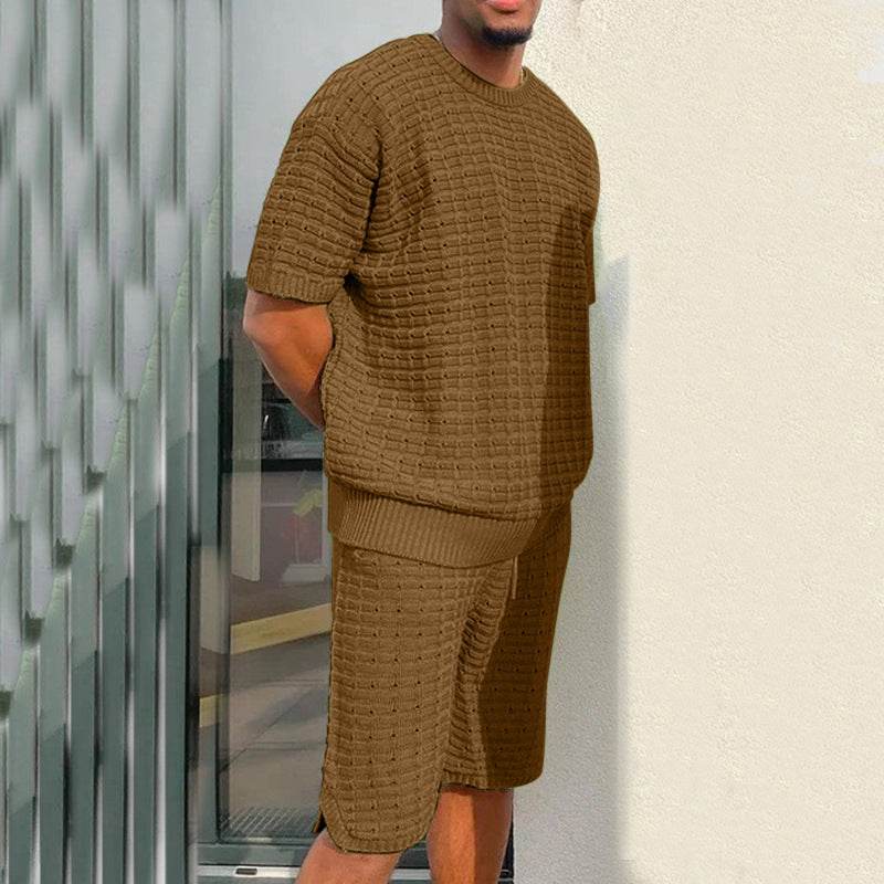 Men's Summer Suit Fashion Loose Men 2 Pieces Outfit Summer Hippie Shirt And Short Set - Velora