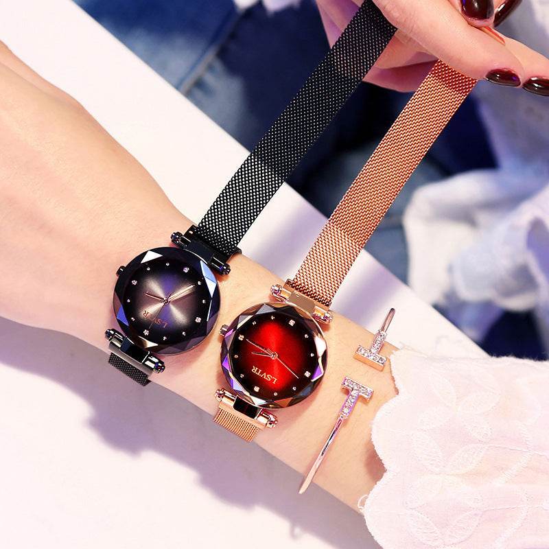 Women's Starry Quartz Lazy Magnet Strap Iron-absorbing Watch - Velora