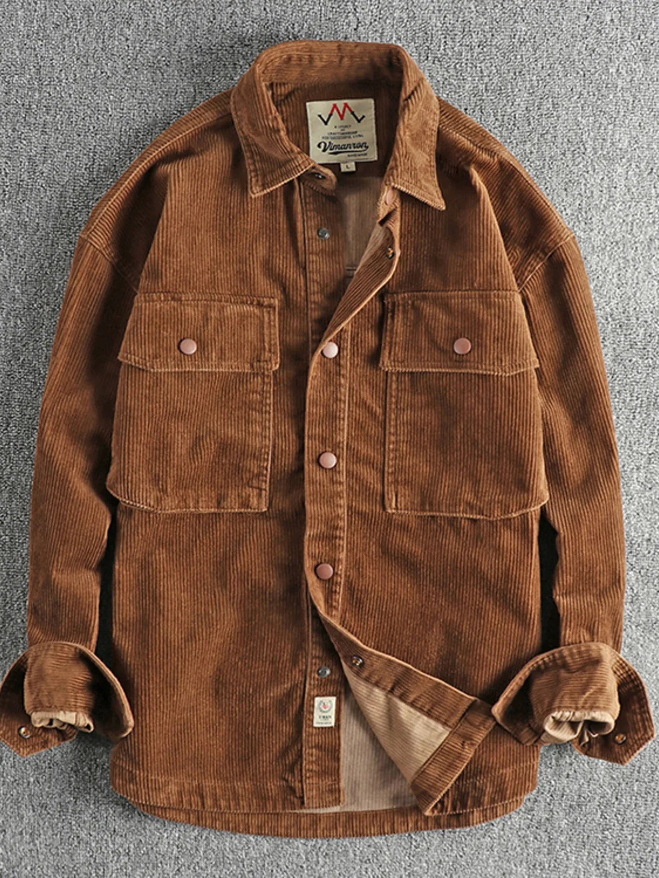 Men's Plus Size Corduroy Button Up Long Sleeve Jacket - Velora