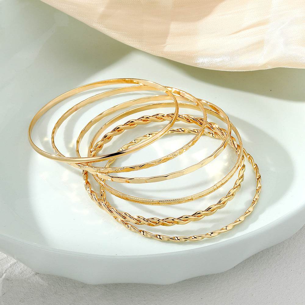 Bohemian Metal Chain Bracelet Set For Women Geometric Gold Color Thick Link Chain Bangle Female Fashion Jewelry - Velora