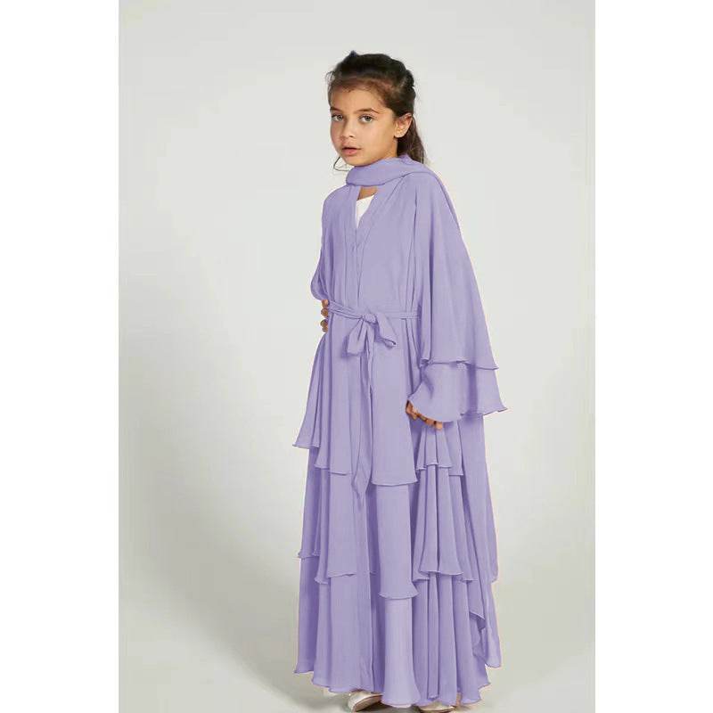 Elegant Three-layer Chiffon Children's Clothing Elegant Dress - Velora